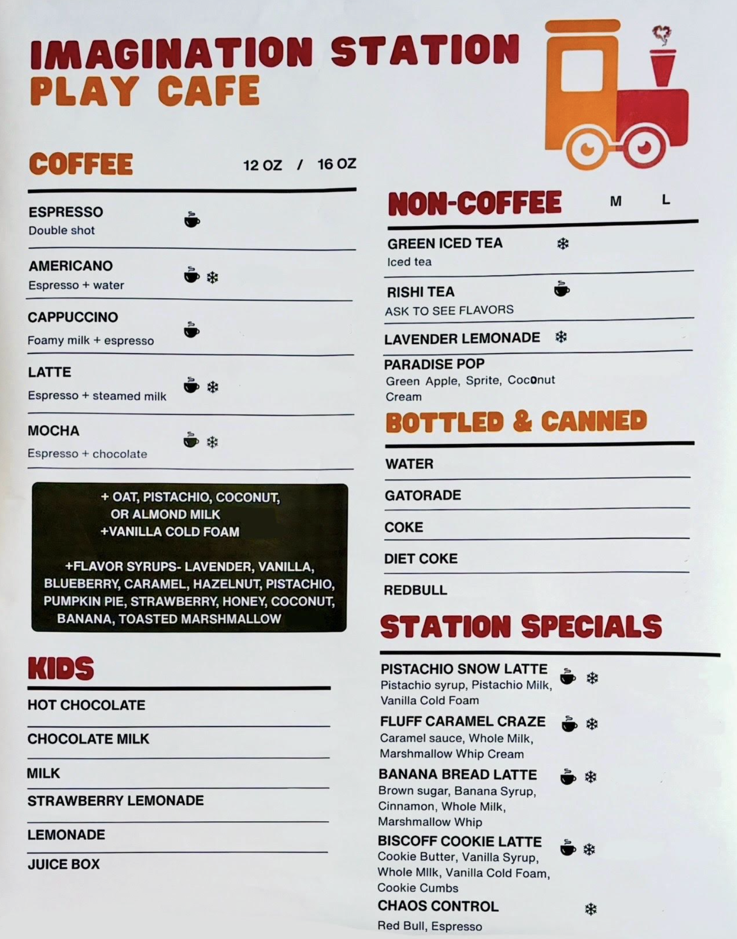 Full Service Cafe Menu